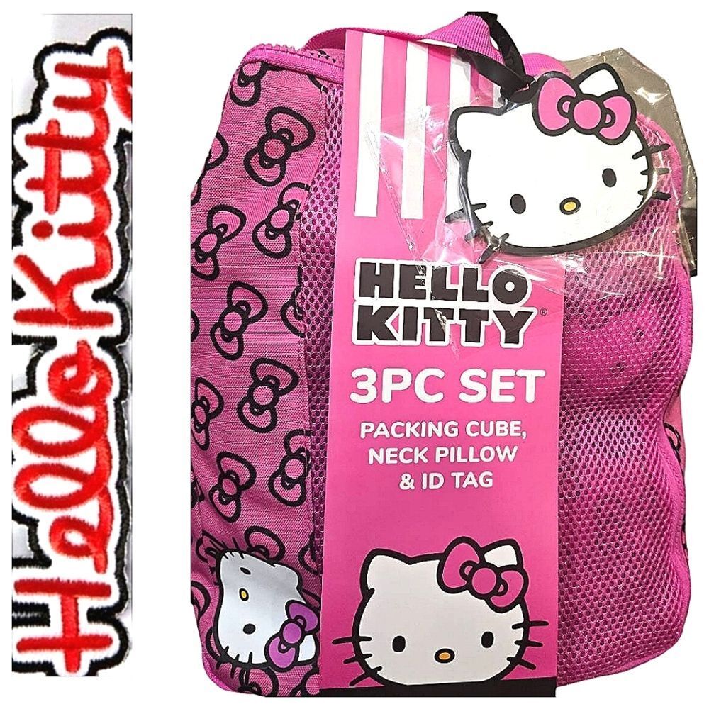Hello Kitty 3-PC Packing Cube, Neck‎ Pillow, & ID Tag Travel Set- Red